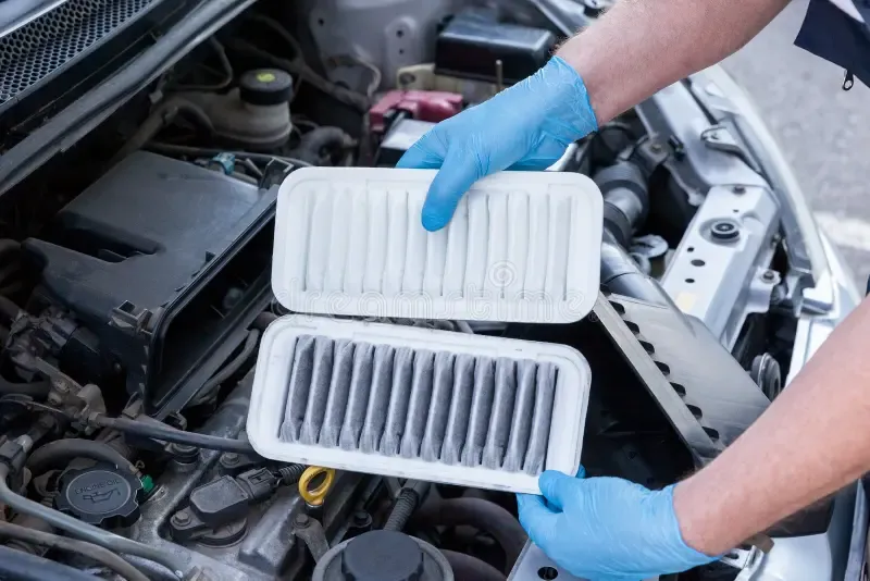 clean vs dirty car air filter comparison